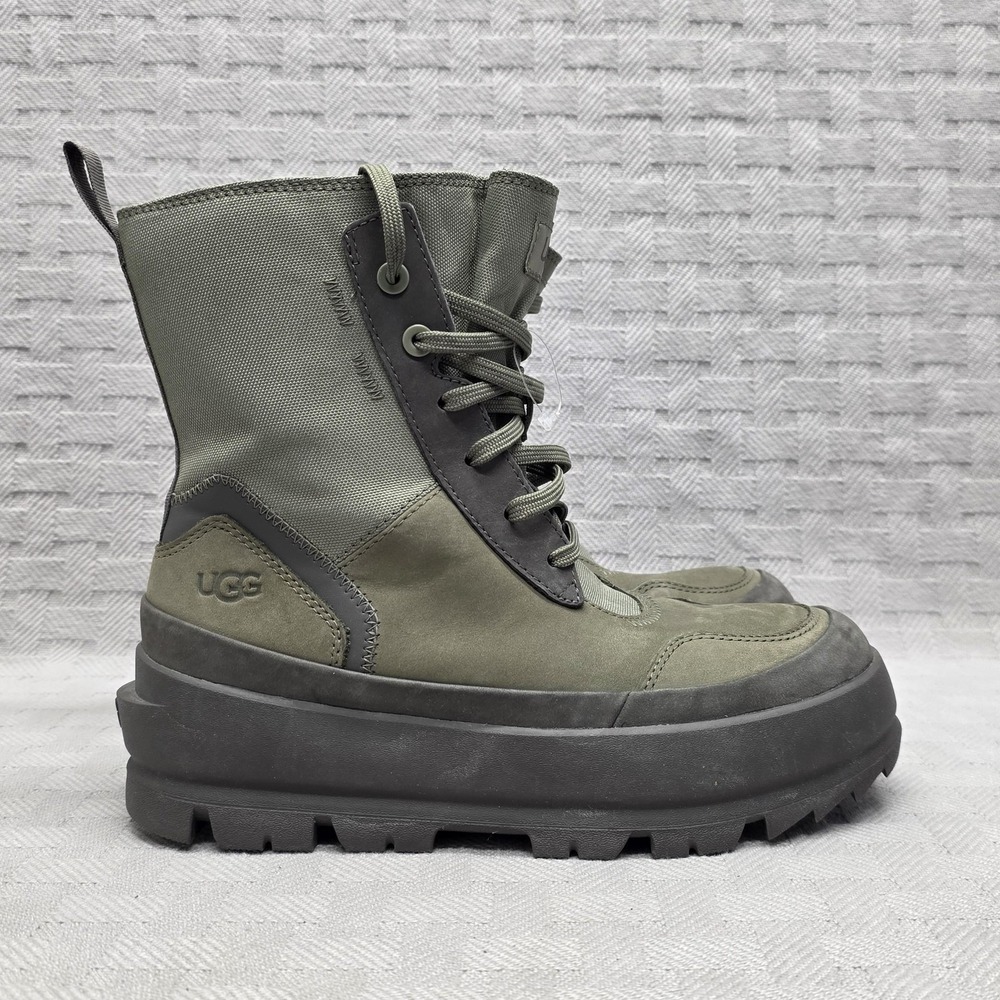 UGG Lug Boot Moss Green 1143833 Womens Size 6 Suede Platform Lace Up